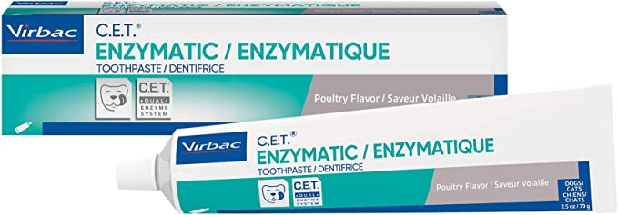 Virbac CET Enzymatic Toothpaste| Eliminates Bad Breath by Removing Plaque & Tartar Buildup | Best Pet Dental Care Toothpaste | Poultry Flavor, 2.5 oz Tube