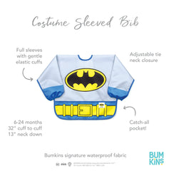 Bumkins DC Comics Costume Sleeved Bib, Batman