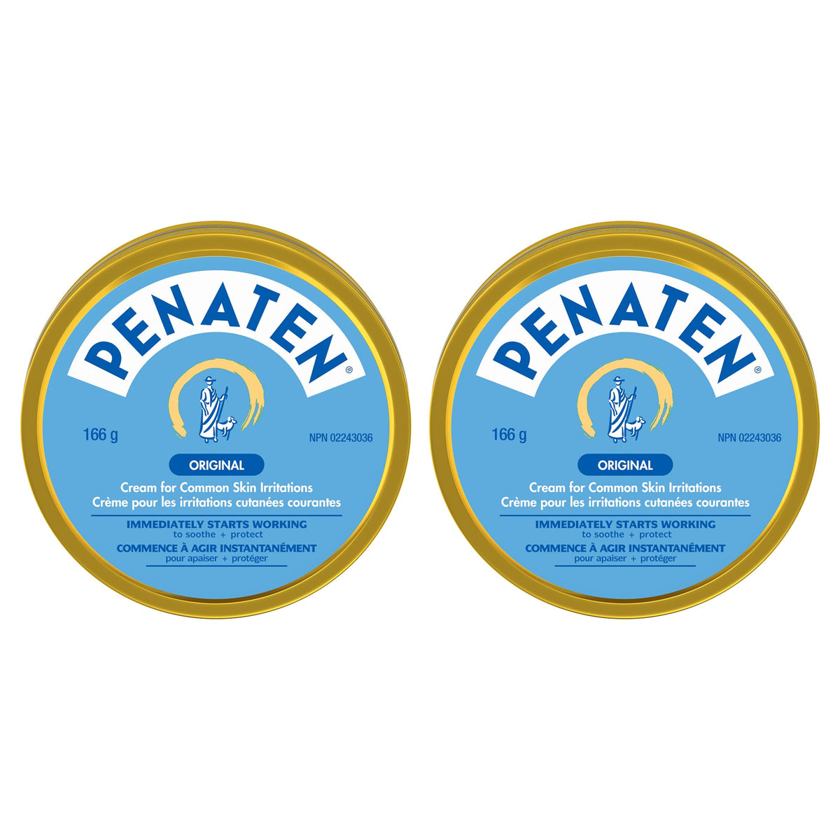 Penaten Diaper Rash Cream for Baby, Zinc Oxide Cream, Blue, Pack of 2 (2x166g)