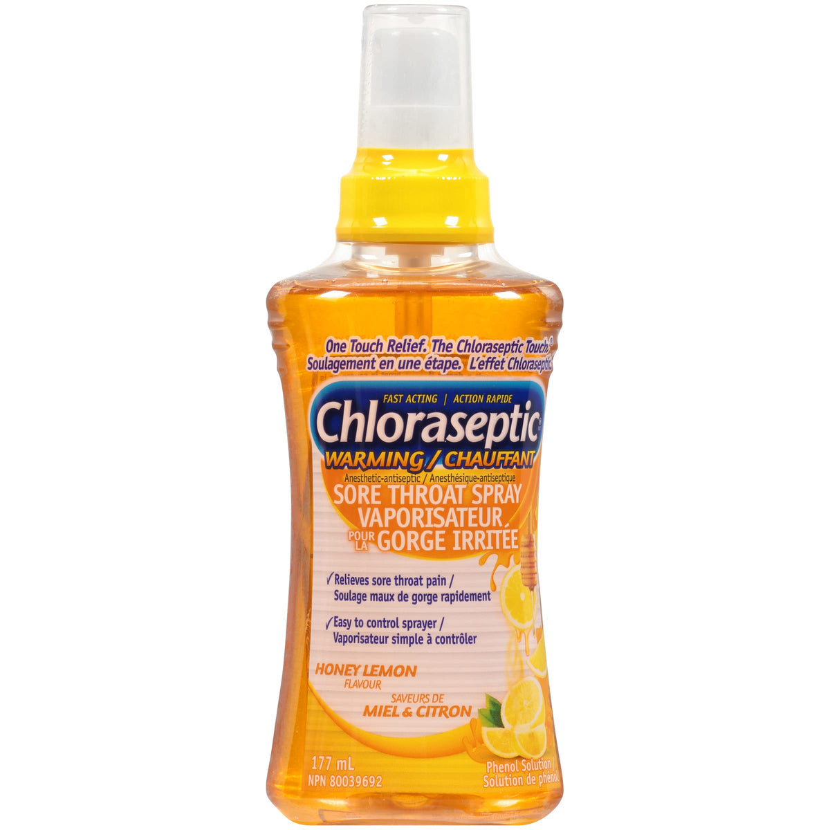 Chloraseptic Fast Acting Warming Sore Throat Spray, Honey Lemon Flavour, 177ml