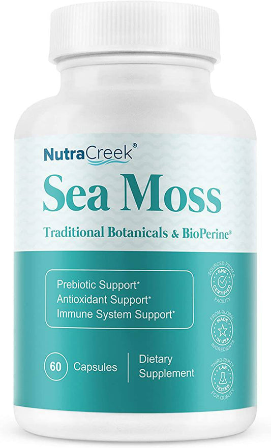 NutraCreek Sea Moss | 1 Month of Bladderwrack and Sea Moss Pills - 60 Capsules - Zecoya