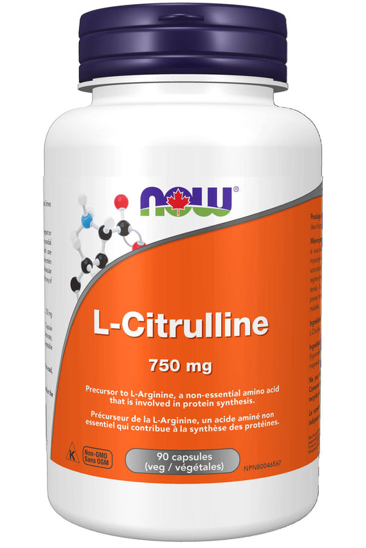 NOW Supplements L-Citrulline 750mg Capsules, 90 Count