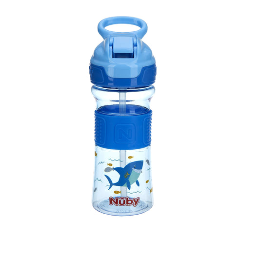 Nuby Thirsty Kids No-Spill Flip-It Reflex w/Soft Grip 12oz, Blue