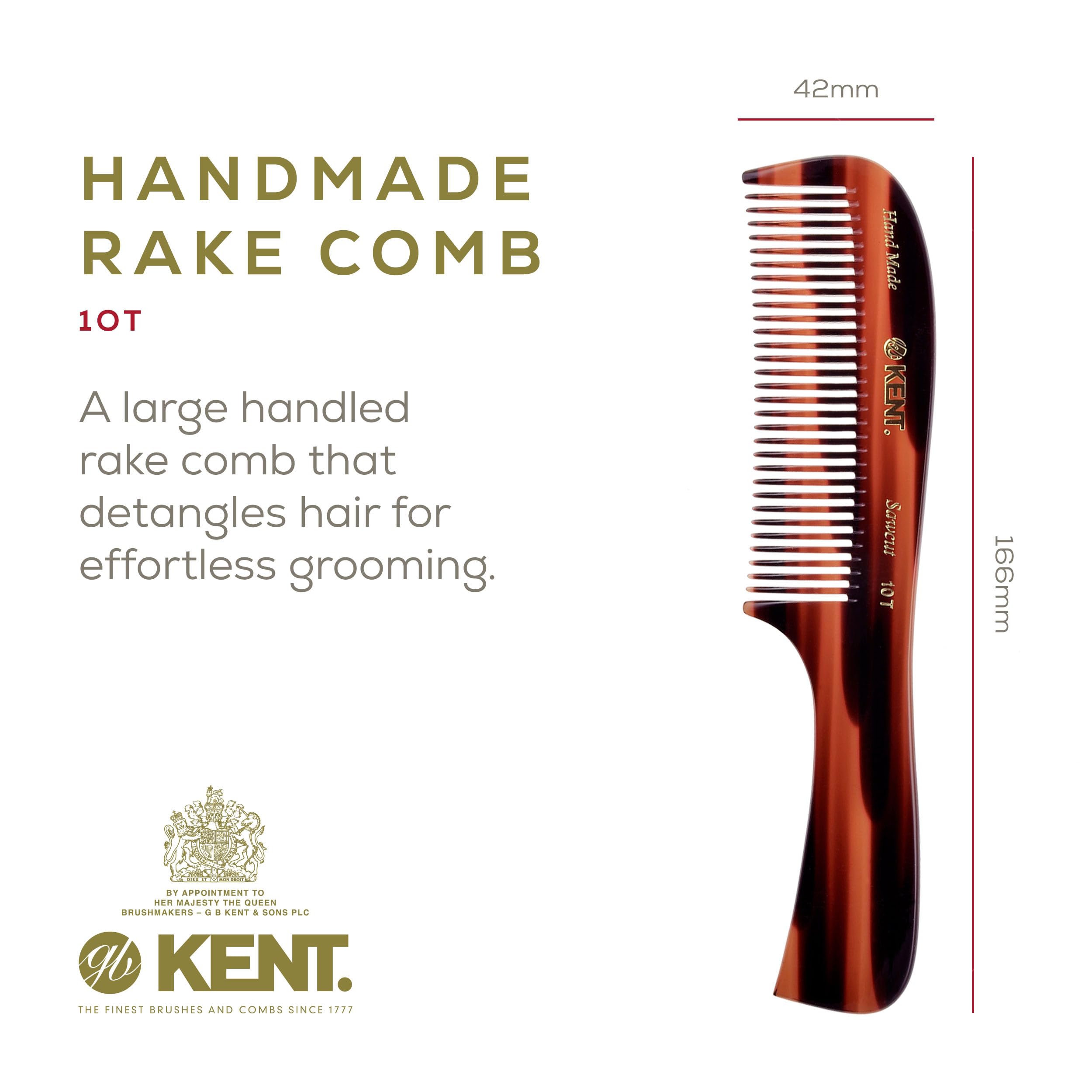 Kent 10T Handmade Sawcut Large Handled Rake Comb
