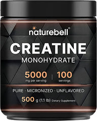NatureBell Creatine Monohydrate Powder 500 Grams, 5000mg Per Serving - 100 Servings (1.1Lb)