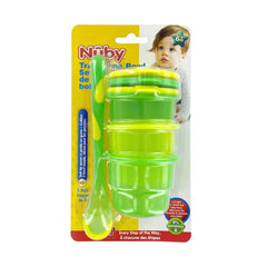 Nuby 535390GY Microwave Bowl and Spoon Assorted Toy(3Pack), Green, Yellow