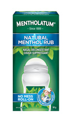 Mentholatum No Mess Natural Menthol Rub Roll On, Vapourizing Rub, Cough Suppressant & Nasal Decongestant, 50g