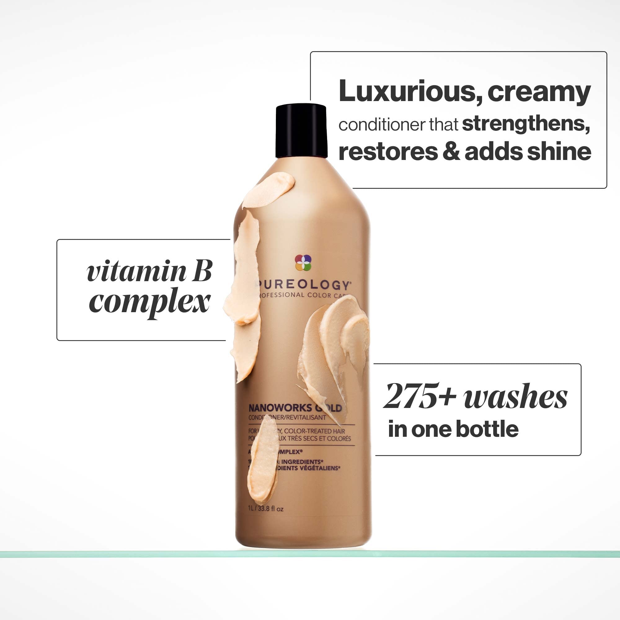 Pureology Nanoworks Gold Conditioner | For Very Dry, Color-Treated Hair | Restores & Strengthens Hair | Sulfate-Free | Vegan