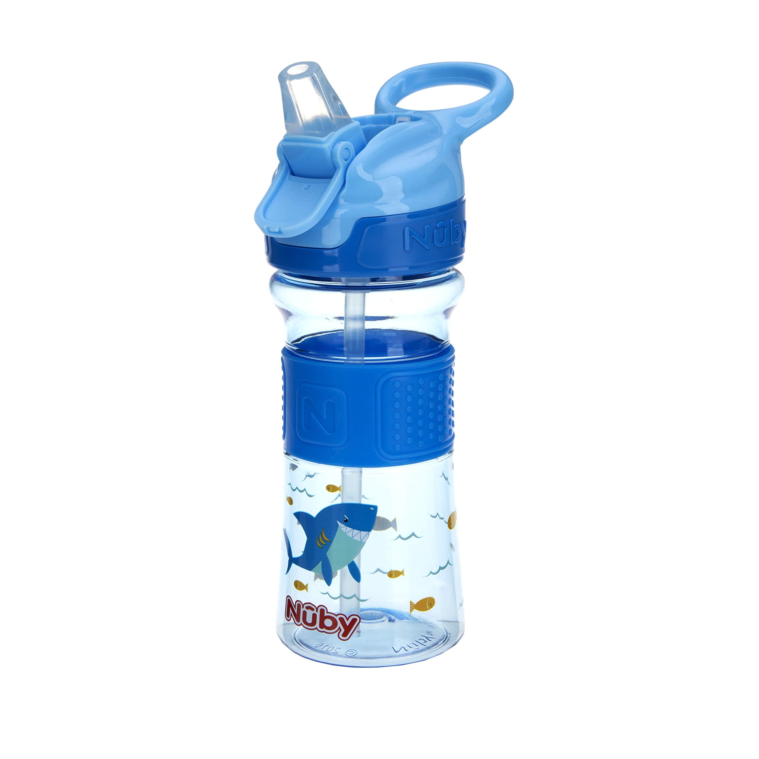 Nuby Thirsty Kids No-Spill Flip-It Reflex w/Soft Grip 12oz, Blue