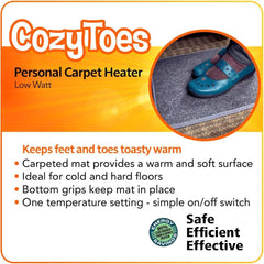 Cozy Products CT Cozy Toes Carpeted Foot Warming Space Heater Under Desks Warms Cold Feet