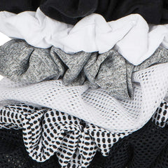 Scunci 6pc Assorted mesh scrunchies, Solid & Patterned
