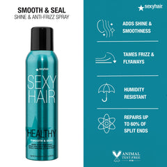 SexyHair Healthy Smooth and Seal Shine and Anti-Frizz Spray, 6 Oz | Smooths Cuticle | Adds Shine and Reduces Frizz | All Hair Types