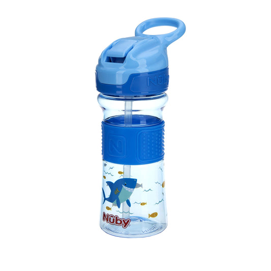 Nuby Thirsty Kids No-Spill Flip-It Reflex w/Soft Grip 12oz, Blue