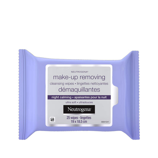 Neutrogena Night Calming Face Wipes, Ultra Soft Makeup Wipes, 25 Count