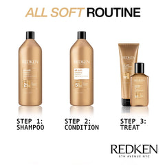 REDKEN Shampoo for Dry, Brittle Hair, Provides Intense Softness and Shine, With Argan Oil, All Soft, 1000 ml