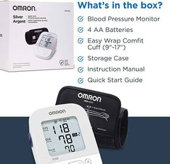 OMRON Silver Blood Pressure Monitor, Upper Arm Cuff, Digital Bluetooth® Blood Pressure Machine, Stores Up to 80 Readings