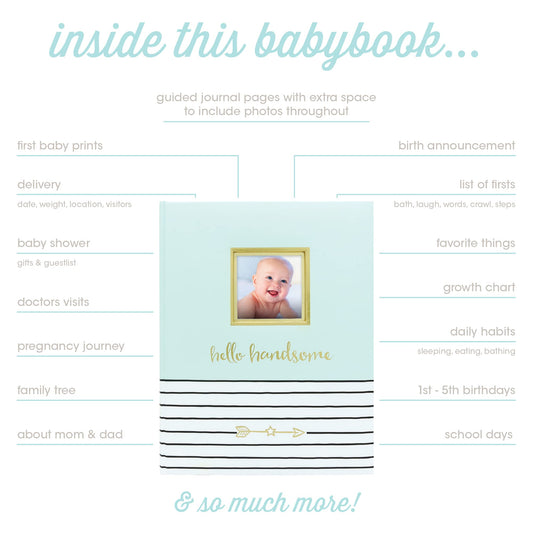 Pearhead Hello Handsome Baby Book, Blue