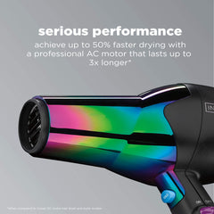 Conair INFINITIPRO 1875 Watt Ion Choice Hair Dryer, Rainbow Chrome Finish, Full Size