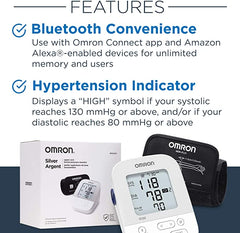 OMRON Silver Blood Pressure Monitor, Upper Arm Cuff, Digital Bluetooth® Blood Pressure Machine, Stores Up to 80 Readings