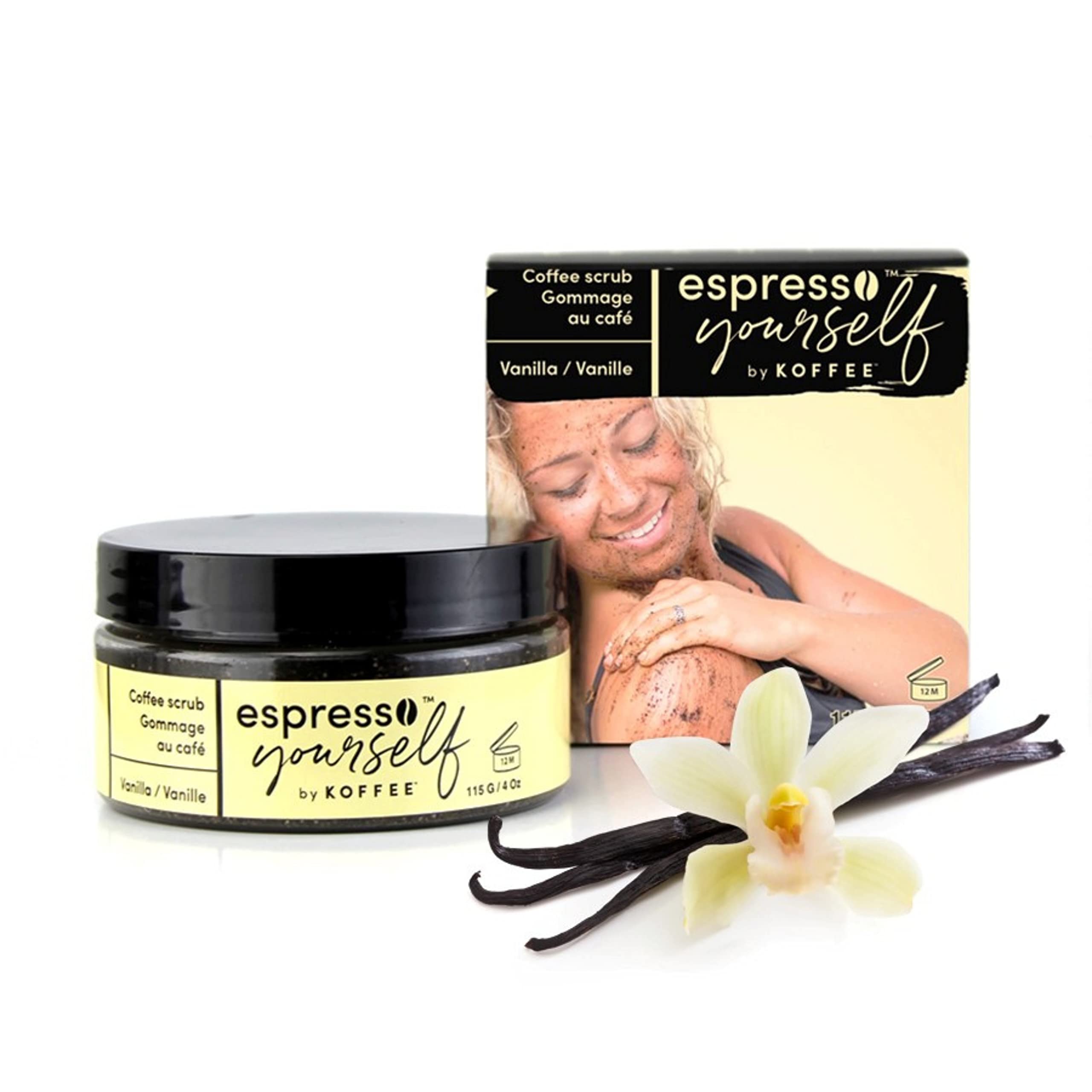 Koffee Beauty Vanilla Coffee Scrub - Exfoliating Body And Face Scrub - Polish And Smooth Skin with Ease - Invigorate Senses with Vanilla Fragrance Formula - Natural Treatment for Cellulite - 115 g