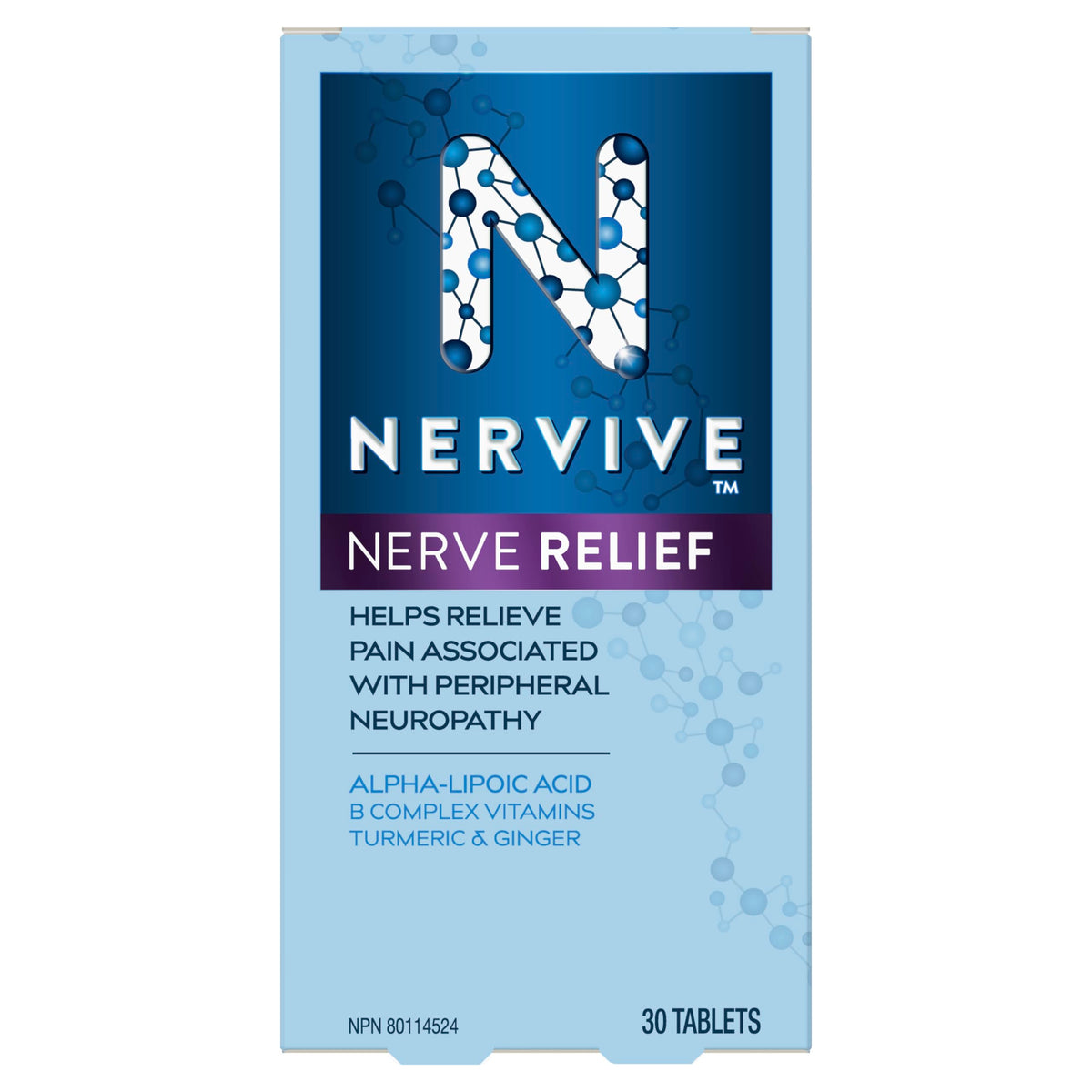 Nervive Nerve Relief, Helps Relieve Pain associated with Peripheral Neuropathy, Alpha Lipoic Acid ALA, Vitamins B1-Thiamine, B6, & B12, Turmeric, Ginger,30-Day Supply, 30 Ct