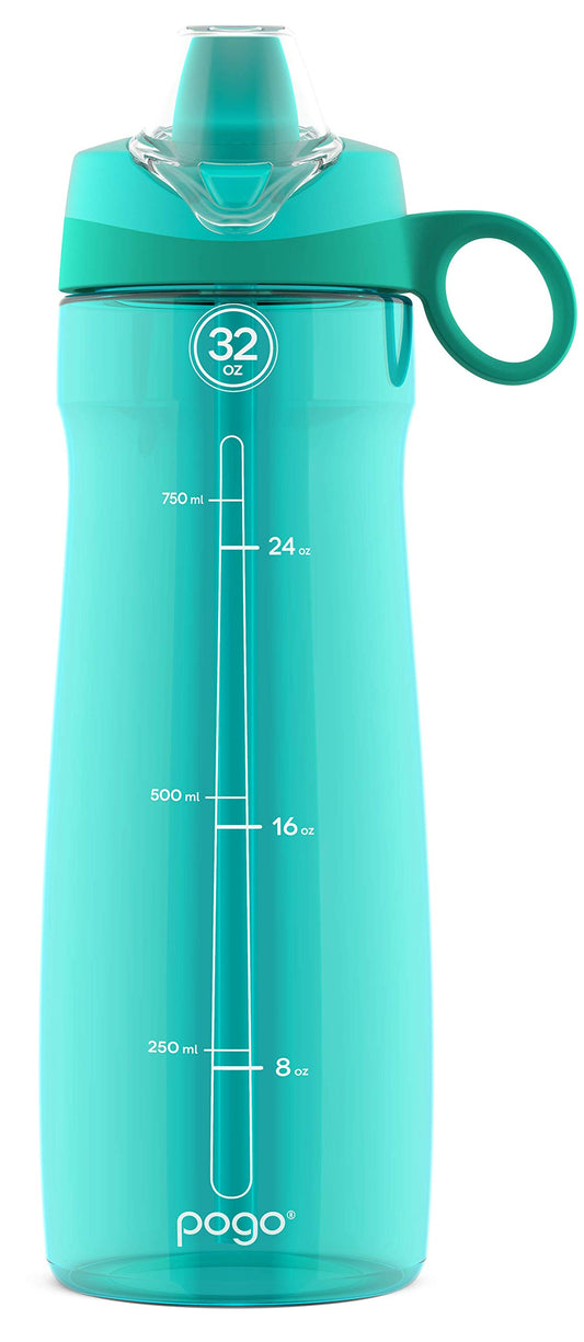 Pogo BPA-Free Tritan Plastic Water Bottle with Soft Straw, 32 Oz, Aquaviva