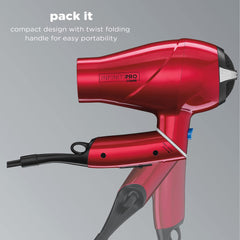 Infiniti Pro by Conair 1875 Watt Salon Performance AC Motor Styling Tool/Hair Dryer with Twist Folding Handle; Red