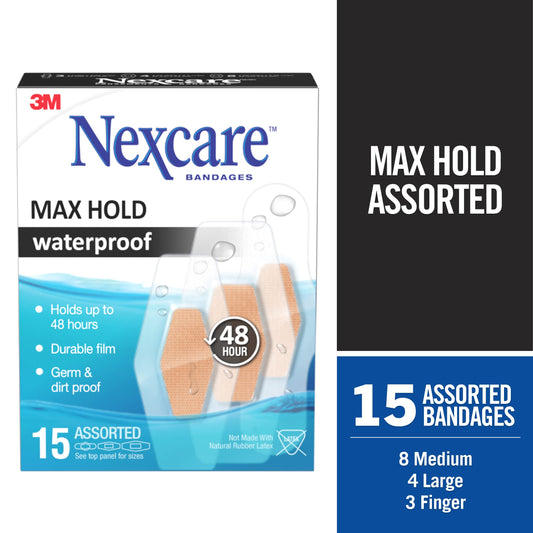 Nexcare™ Max Hold Waterproof Bandages, Assorted 15c