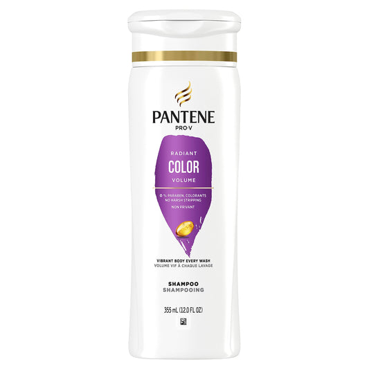 Pantene Shampoo, Cleanse and Nourish Colour Treated Hair, Radiant Colour Volume, No Stripping, Safe for Colour Treated Hair, Paraben Free, for Women, 355 mL