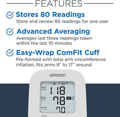 OMRON Silver Blood Pressure Monitor, Upper Arm Cuff, Digital Bluetooth® Blood Pressure Machine, Stores Up to 80 Readings