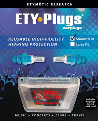 Etymotic Research ER20 High-Fidelity Earplugs, Blue Tip with Clear Stem, 1 Pair Standard Fit