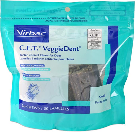 Virbac C.E.T. VeggieDent Dental Chews, Small, 30 Count