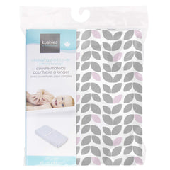 Kushies Baby Contour Change Pad Cover Ultra Soft 100% Cotton Flannel, Made in Canada, Grey Petal