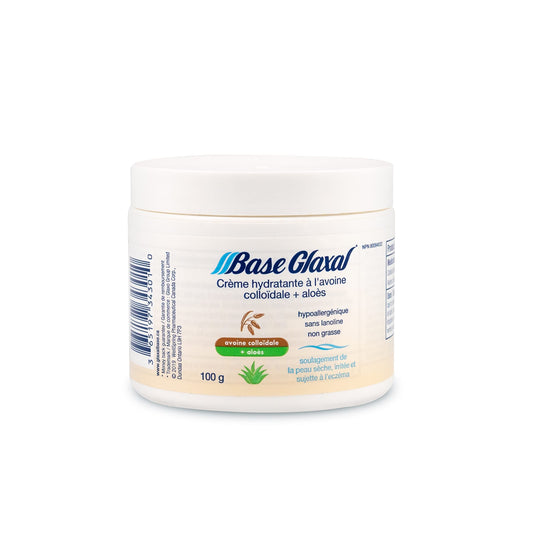 Glaxal Base Moisturizing Cream for Itchy, Dry Skin & Eczema Relief with Soothing Oatmeal + Aloe, Hypoallergenic & Paraben-Free, 100g