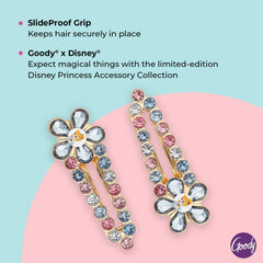 Goody Hinge Jewel Clip - Disney Princess, Cinderella - Slideproof Rhinestone Hair Accessories for Men, Women, Boys & Girls - Style With Ease & Keep Your Hair Secured - All Hair Types