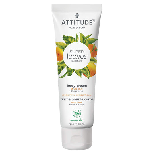 ATTITUDE Body Cream, EWG Verified, Hypoallergenic, Plant and Mineral-Based Ingredients, Vegan and Cruelty-free Beauty and Personal Care Products, Energizing, Orange Leaves, 240 ml