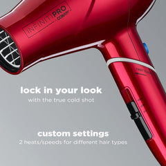 Infiniti Pro by Conair 1875 Watt Salon Performance AC Motor Styling Tool/Hair Dryer with Twist Folding Handle; Red