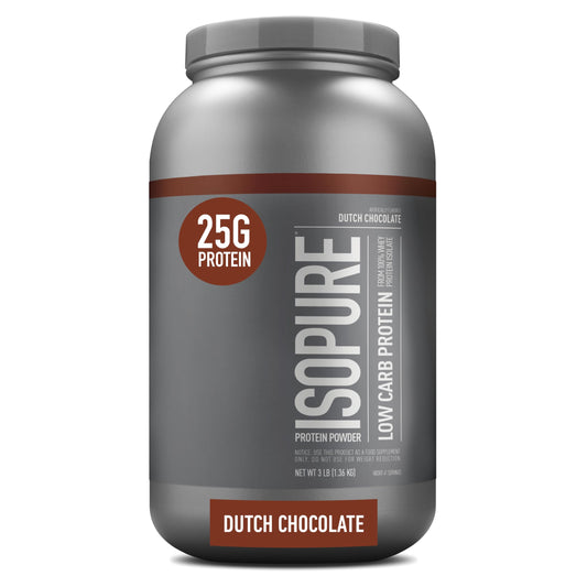 Isopure Low Carb Protein Powder, 100% Whey Protein Isolate, Flavor: Dutch Chocolate, 1.36 kg (Packaging May Vary)