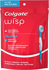 Colgate MaxFresh Wisp Disposable Travel Toothbrush, Peppermint - 24 Count
