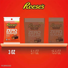 REESE'S Zero Sugar Miniatures Chocolate Peanut Butter Cups Candy, Bulk, Individually Wrapped, 3 oz Bags