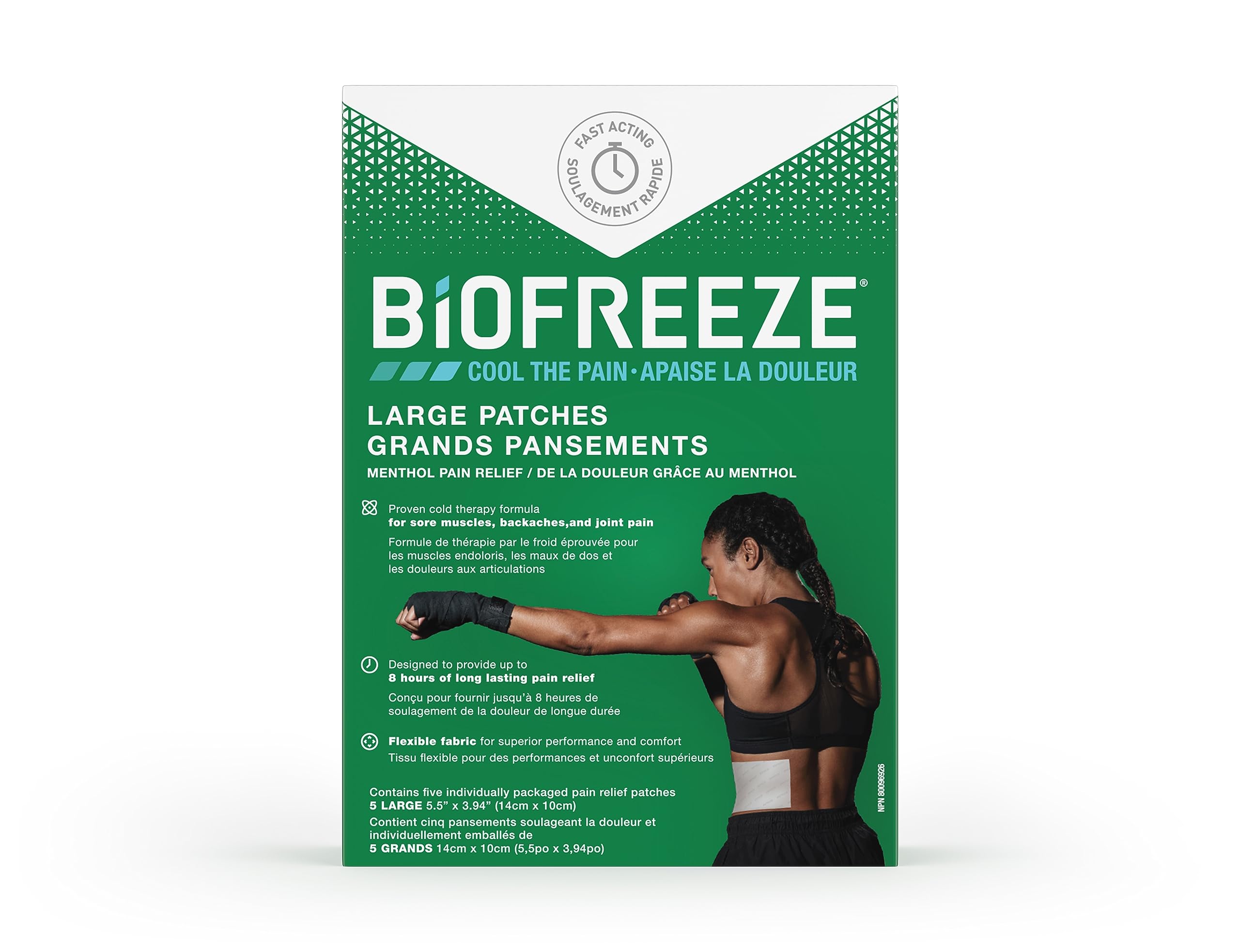 BioFreeze Large Patch, for Sore Muscles, Backaches and Joint Pain, 5 large patches