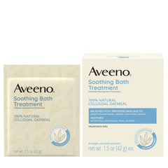 Aveeno Soothing Bath Treatment with 100% Natural Colloidal Oatmeal for Treatment & Relief of Dry, Itchy, Irritated Skin Due to Poison Ivy, Eczema, Sunburn, Rash, Insect Bites & Hives, 8 ct. ( Packaging May Vary )