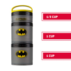 Whiskware Justice League Containers for Toddlers and Kids 3 Stackable Snack Cups for School and Travel, 1/3 Cup+1 Cup+1 Cup, Wonder Woman Icon