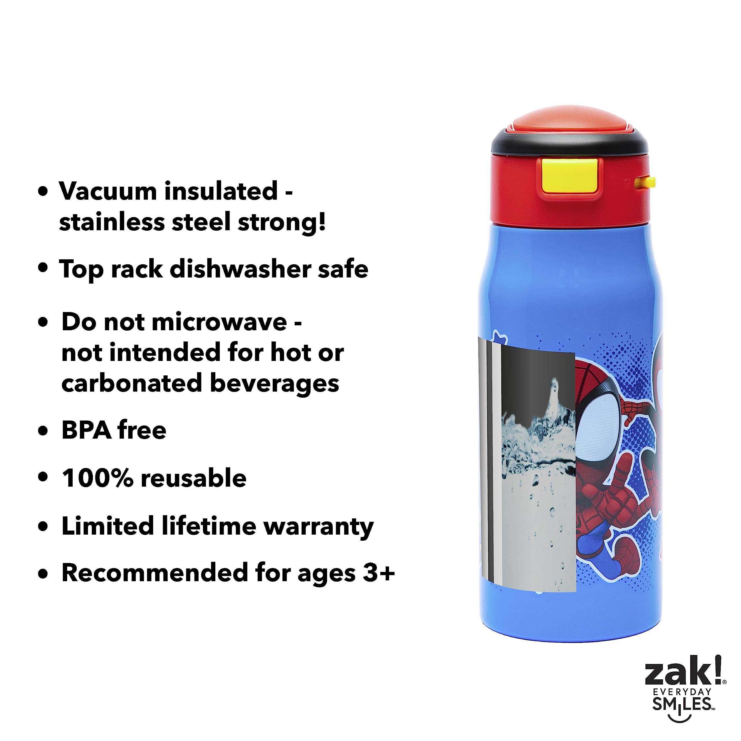 Zak Designs 27oz Harry Potter 18/8 Single Wall Stainless Steel Water Bottle  with Flip-up Straw and Locking Spout Cover, Durable Cup for Sports or