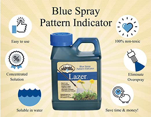 Liquid Harvest Lazer Blue Concentrated Spray Pattern Indicator 8 Ounces Perfect Weed Spray Dye