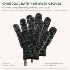 EcoTools Charcoal Infused Bath & Shower Gloves, Cleansing For Whole Body, Self-Tan Prep, Exfoliating, Detoxifying & Purifying, Recycled Netting, Eco-Friendly, 1 Count