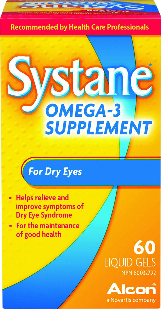 Alcon Systane Omega-3 Supplement, Ocular Vitamin For Dry Eyes, 60 Liquid Gels