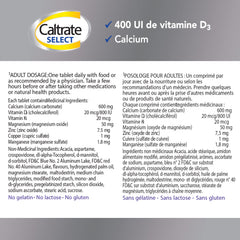 Caltrate Select (50 Count) Bone Health Supplement, 600 mg Calcium, Vitamin D3
