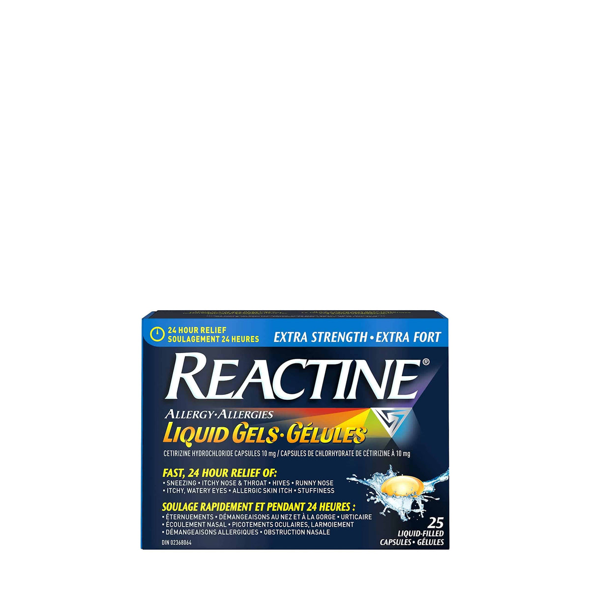 Reactine Extra Strength Antihistamine Liquid Gel Pills - 10mg Cetirizine Hydrochloride - Allergy Relief Medicine - 25 count