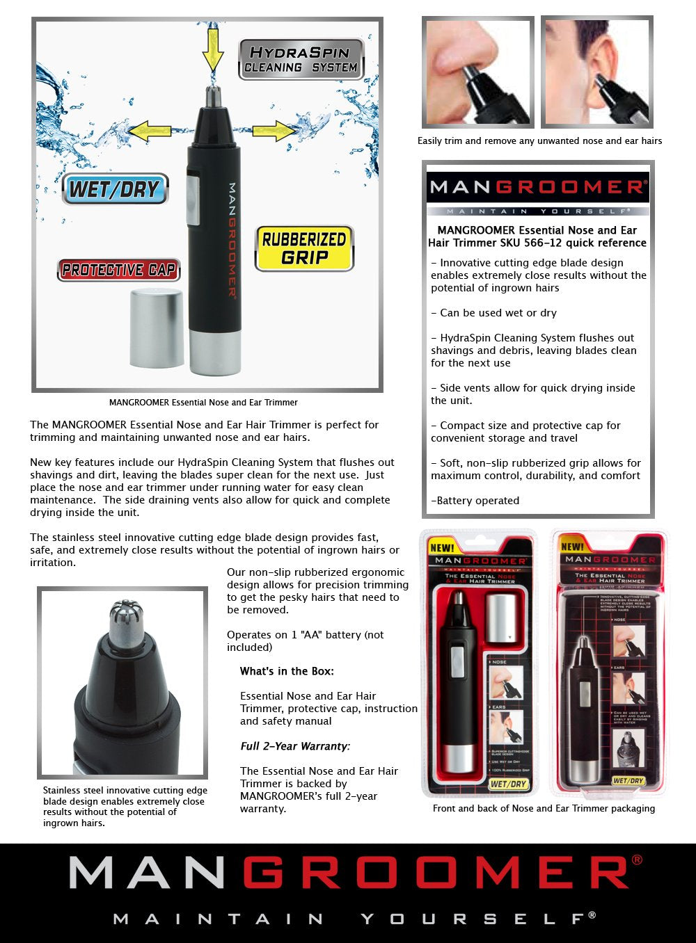 MANGROOMER PRO Essential Nose and Ear Hair Trimmer
